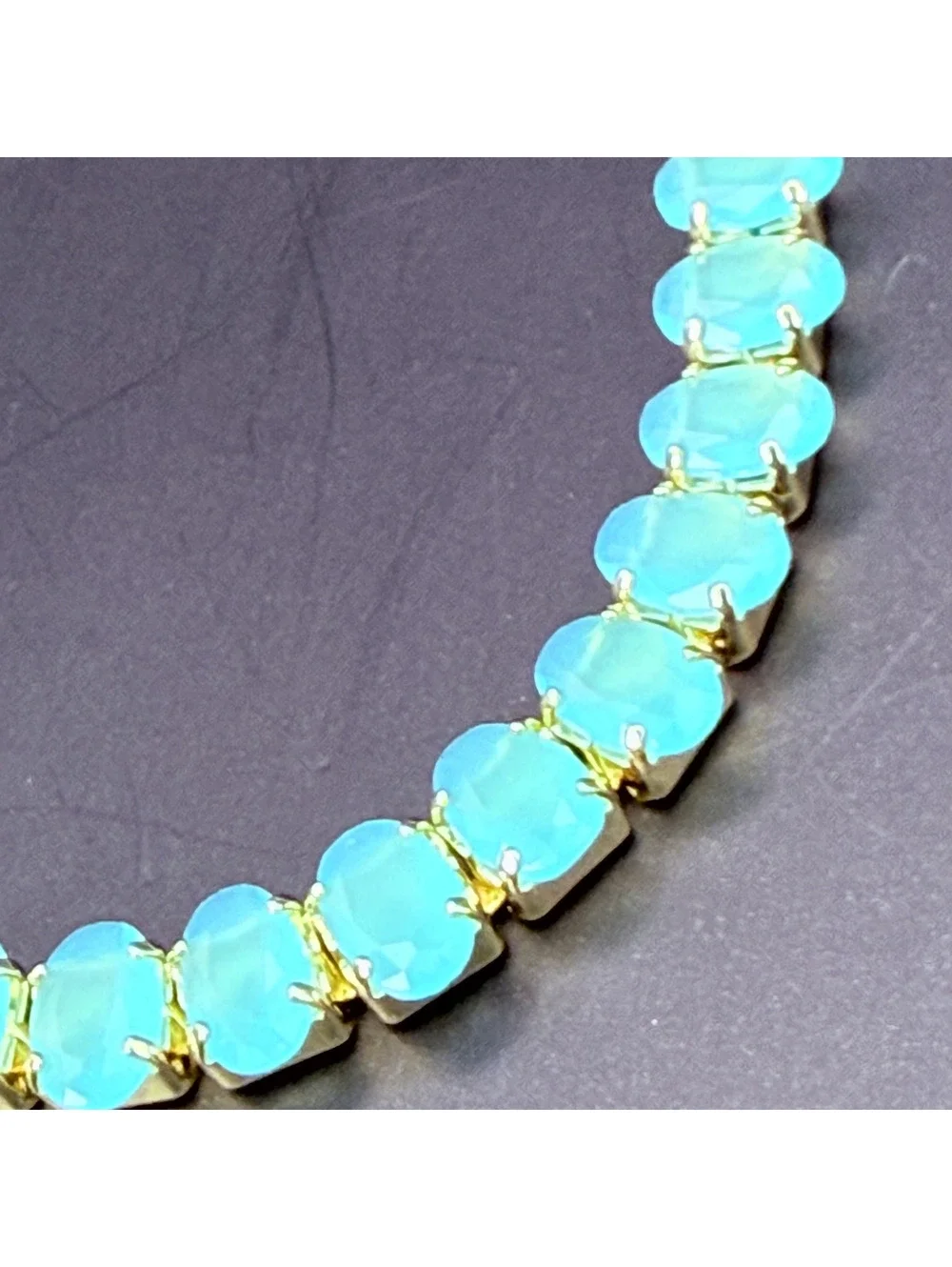 candy+clover oval aqua frost crystal gold tone tennis bracelet